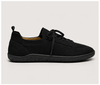 Men's black barefoot shoes by LOUNGERS, lightweight and minimalist design, with flexible sole and sleek black upper.