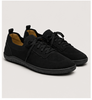 Men's black barefoot shoes by LOUNGERS, side view of Vector model showcasing sleek design and flexible sole.