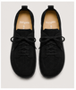 Men's Vector Barefoot Black shoes by LOUNGERS, top view showing minimalist design and sleek black material for comfortable barefoot style.