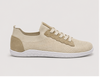 Men's beige barefoot shoes by LOUNGERS, side view of the Vector model showing lightweight design and natural fit.